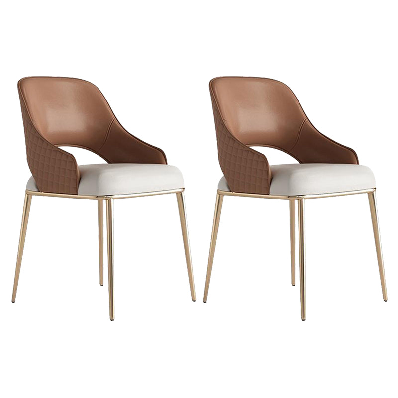 Glam Kitchen Chair Gold Legs Indoor Open Back Dining Arm Chair