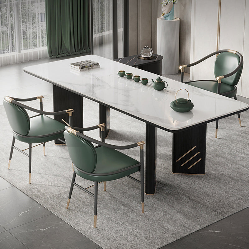 Dining Room Dining Arm Chair Faux Leather Upholstered Chair in Black Legs