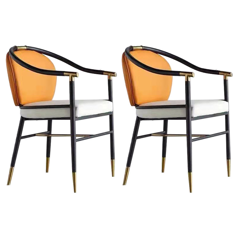 Dining Room Dining Arm Chair Faux Leather Upholstered Chair in Black Legs