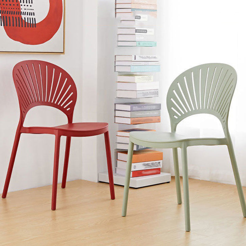 Plastic Dining Chair Modern Style Open Back Dining Side Chair