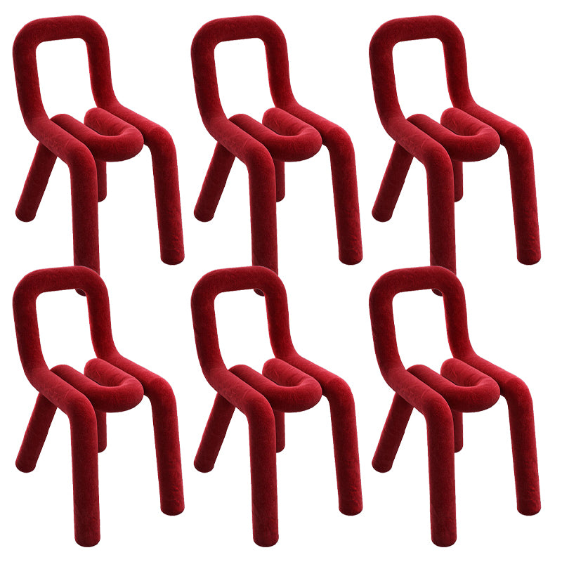 Home Fabric Side Chair Glam Style Open Back Armless Chair Set