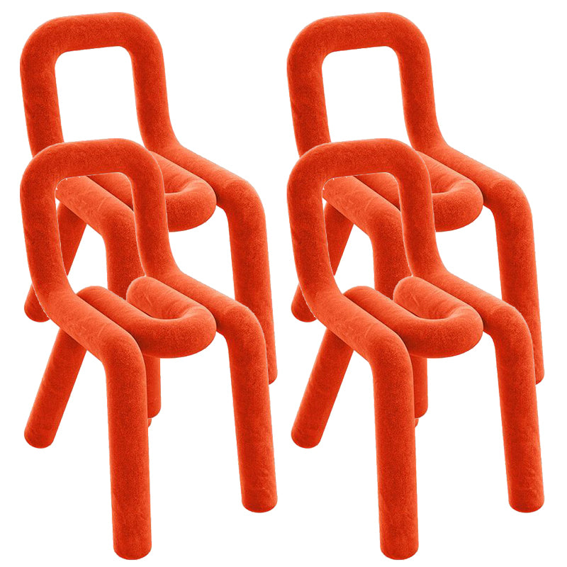 Home Fabric Side Chair Glam Style Open Back Armless Chair Set