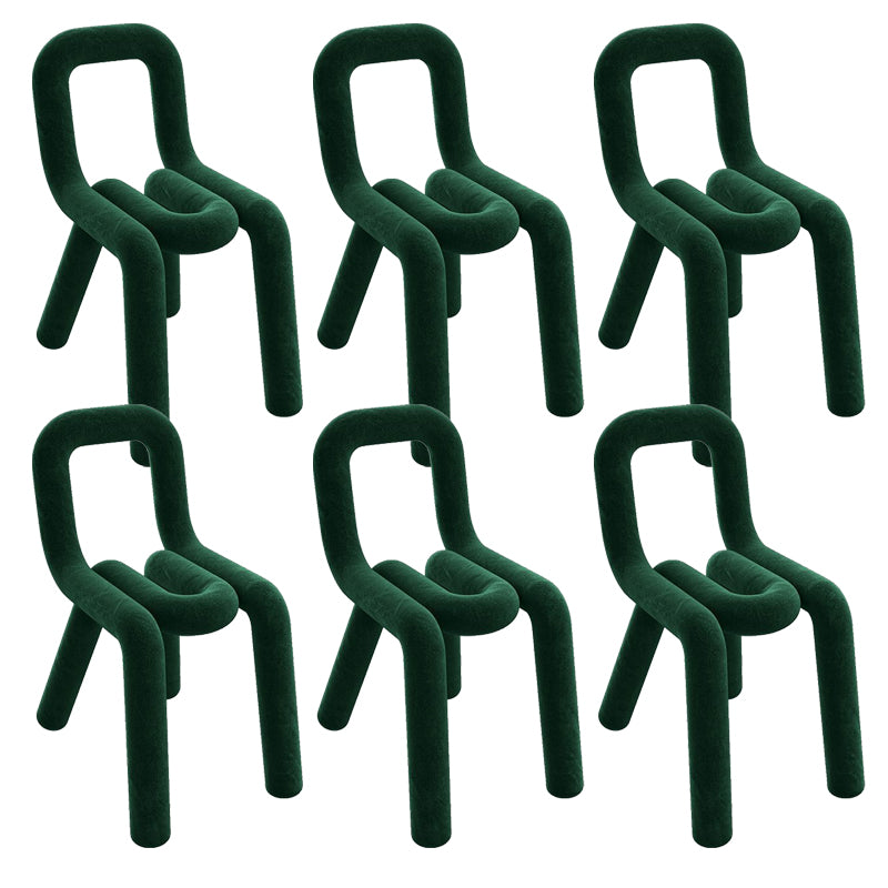 Home Fabric Side Chair Glam Style Open Back Armless Chair Set