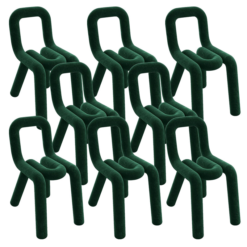 Home Fabric Side Chair Glam Style Open Back Armless Chair Set