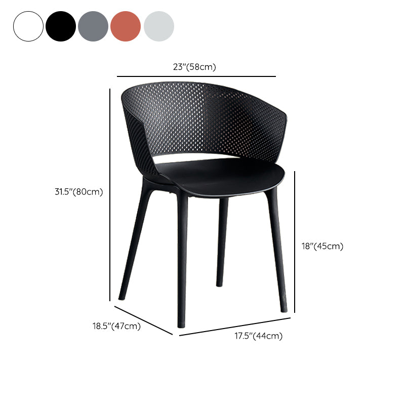 Open Back Dining Side Chair Modern Home Plastic Dining Arm Chair