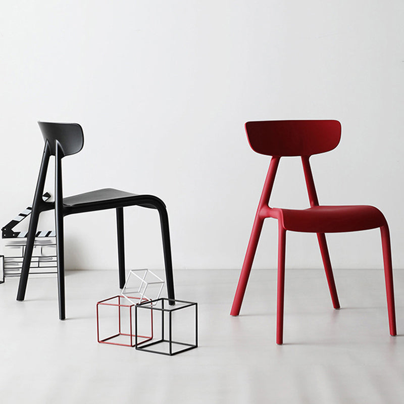 Kitchen Plastic Side Chair Modern Style Open Back Armless Chair Set