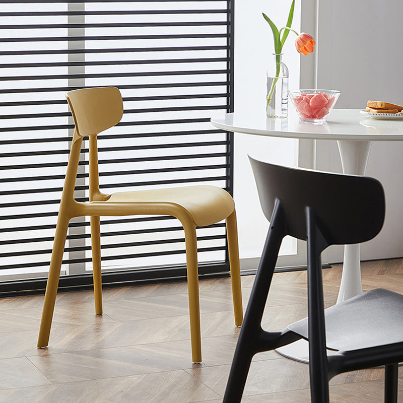 Kitchen Plastic Side Chair Modern Style Open Back Armless Chair Set
