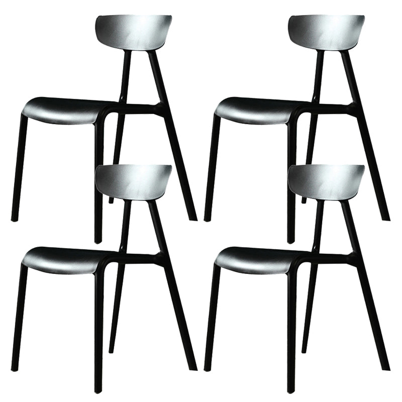 Kitchen Plastic Side Chair Modern Style Open Back Armless Chair Set