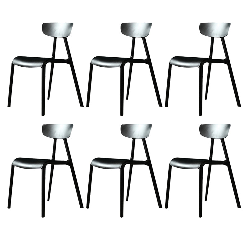 Kitchen Plastic Side Chair Modern Style Open Back Armless Chair Set