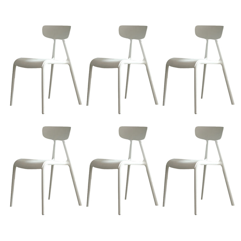 Kitchen Plastic Side Chair Modern Style Open Back Armless Chair Set