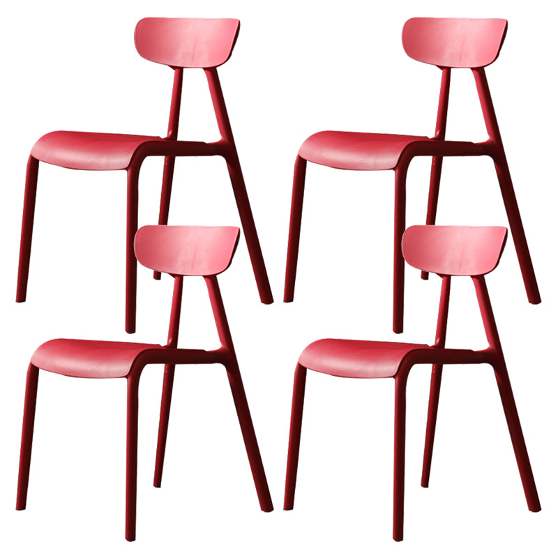 Kitchen Plastic Side Chair Modern Style Open Back Armless Chair Set