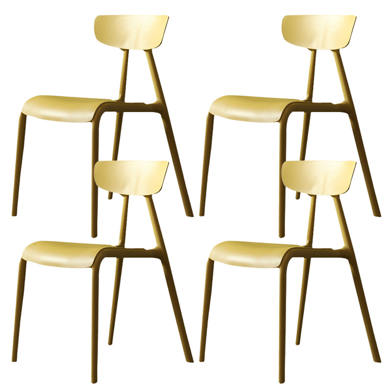Kitchen Plastic Side Chair Modern Style Open Back Armless Chair Set