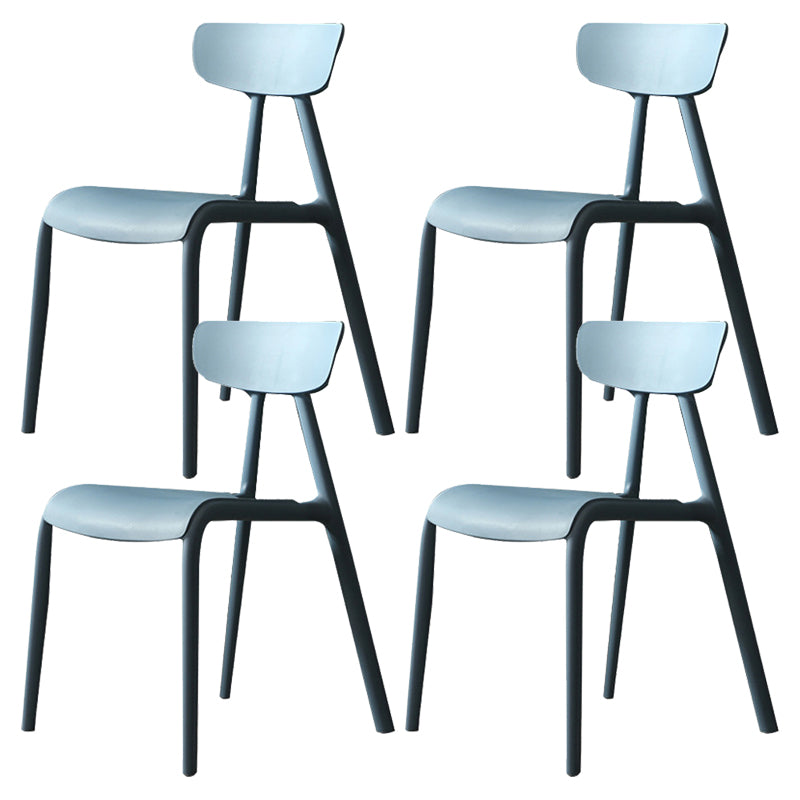 Kitchen Plastic Side Chair Modern Style Open Back Armless Chair Set