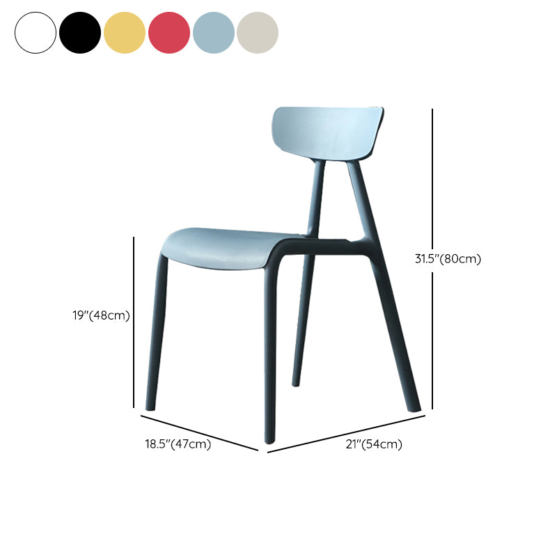 Kitchen Plastic Side Chair Modern Style Open Back Armless Chair Set
