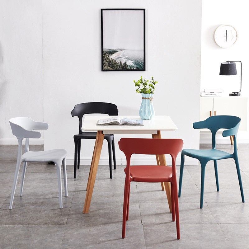 Open Back Dining Side Chair Contemporary Plastic Dining Armless Chair