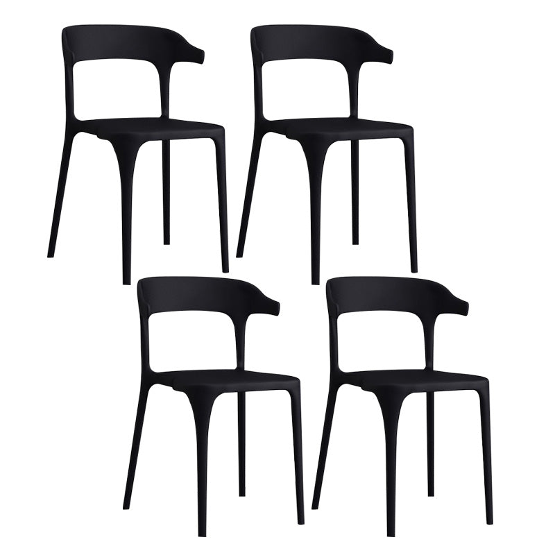 Open Back Dining Side Chair Contemporary Plastic Dining Armless Chair