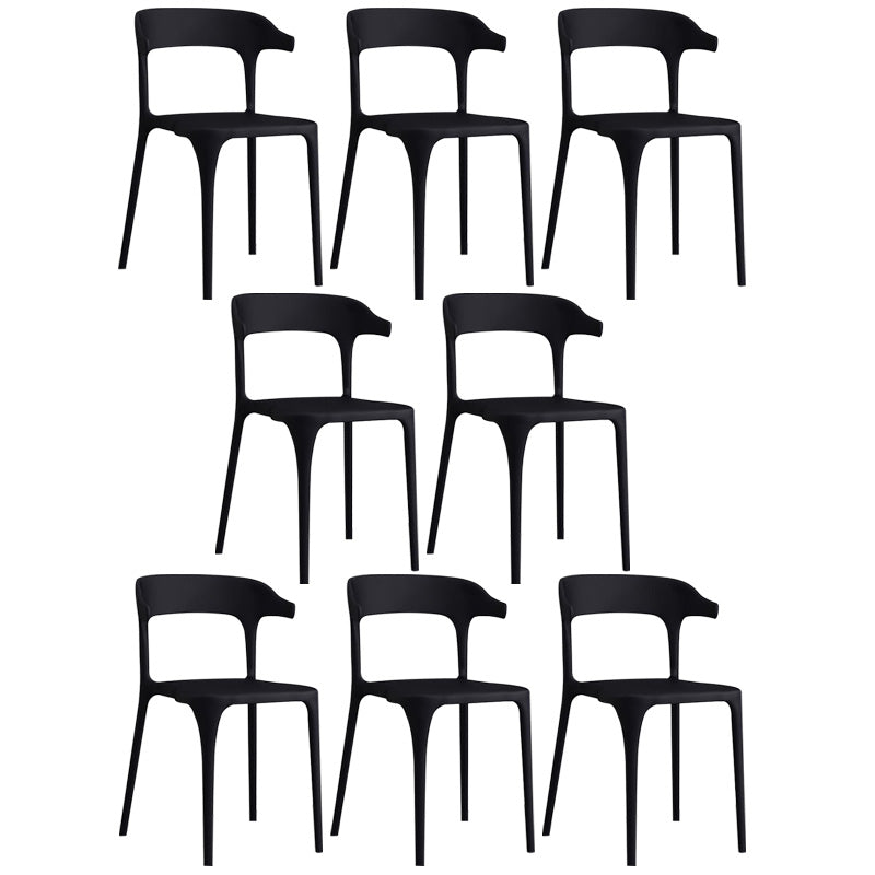 Open Back Dining Side Chair Contemporary Plastic Dining Armless Chair
