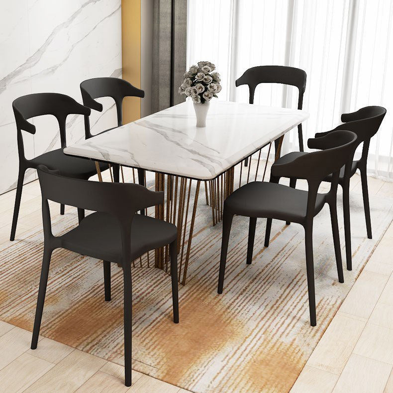 Open Back Dining Side Chair Contemporary Plastic Dining Armless Chair
