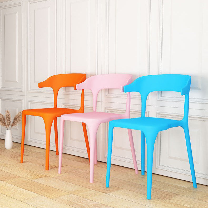 Open Back Dining Side Chair Contemporary Plastic Dining Armless Chair
