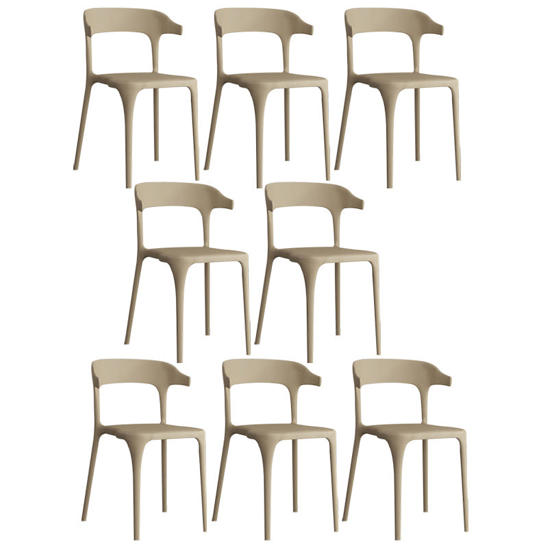 Open Back Dining Side Chair Contemporary Plastic Dining Armless Chair