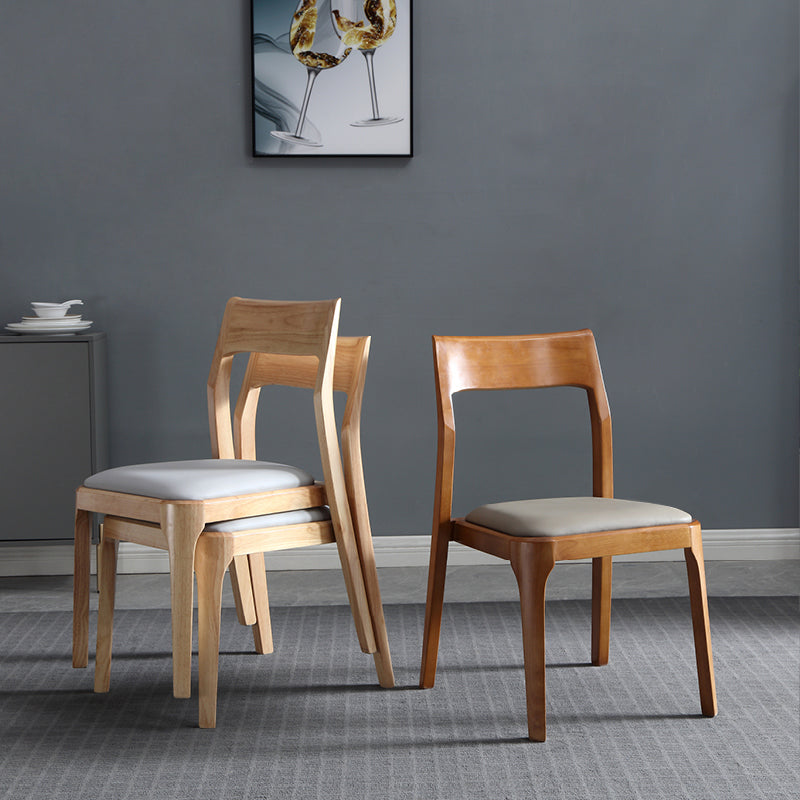 Modern Upholstered Armless Chair Home Solid Wood Dining Chair