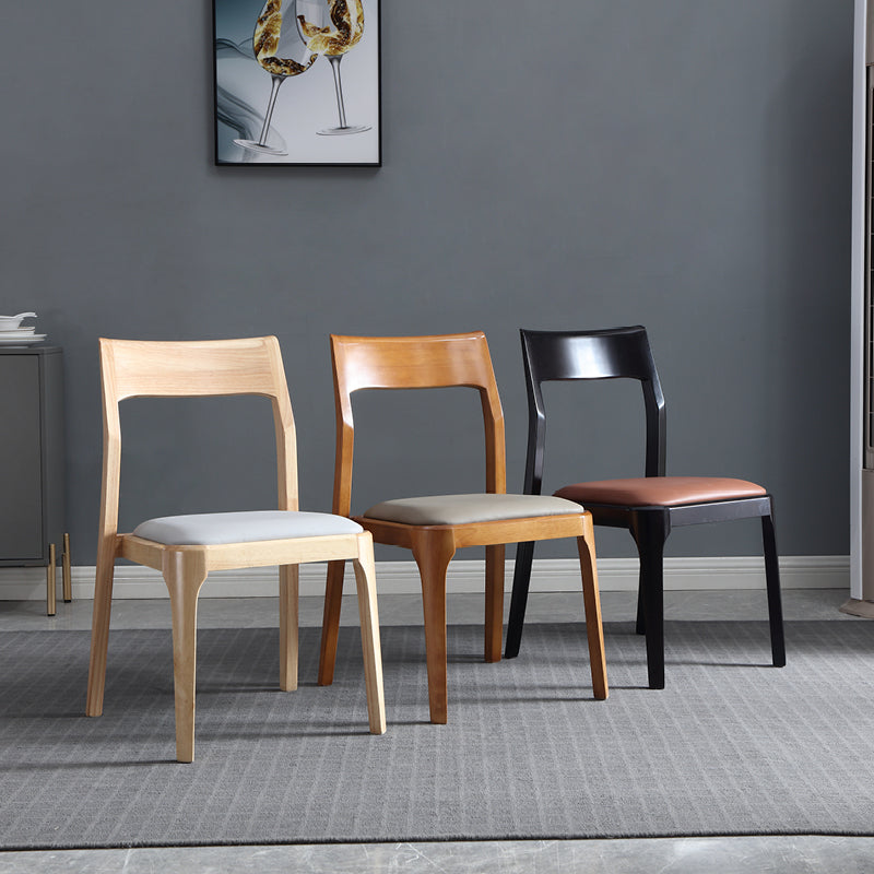 Modern Upholstered Armless Chair Home Solid Wood Dining Chair