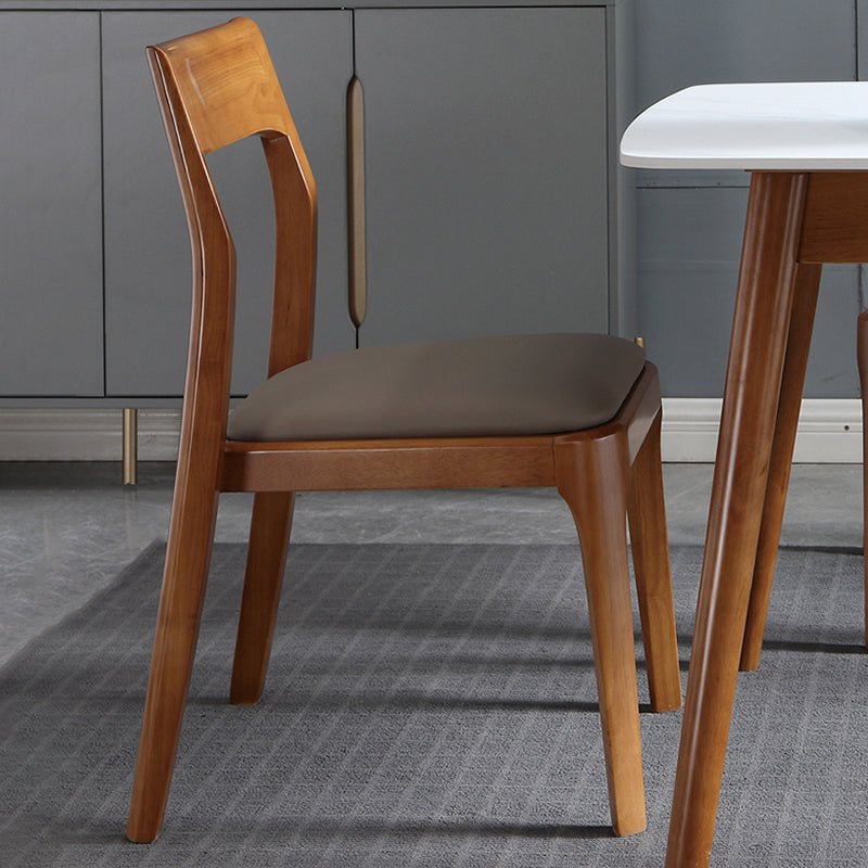 Modern Upholstered Armless Chair Home Solid Wood Dining Chair