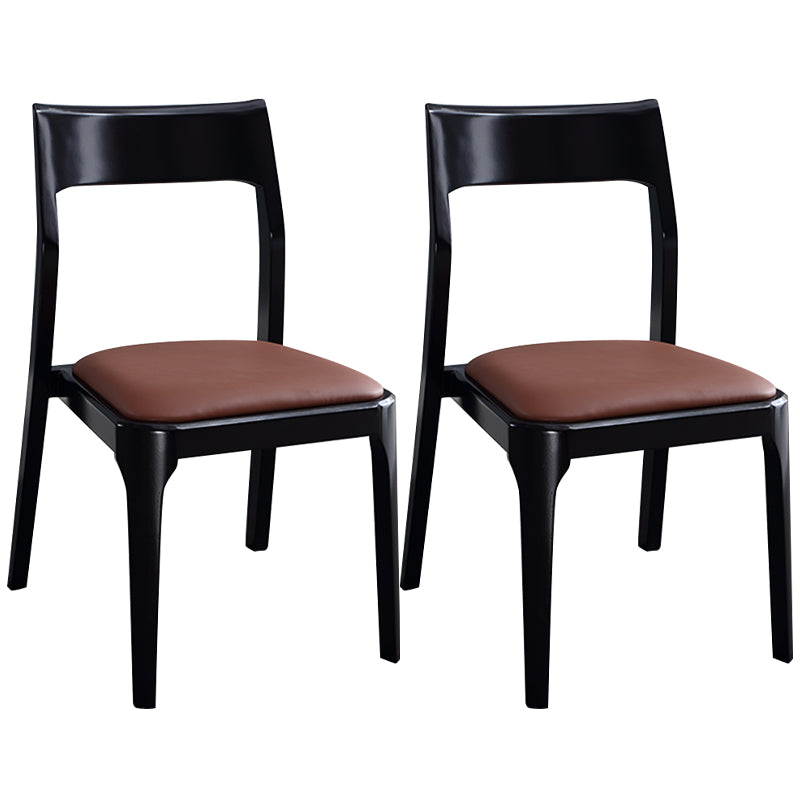 Modern Upholstered Armless Chair Home Solid Wood Dining Chair