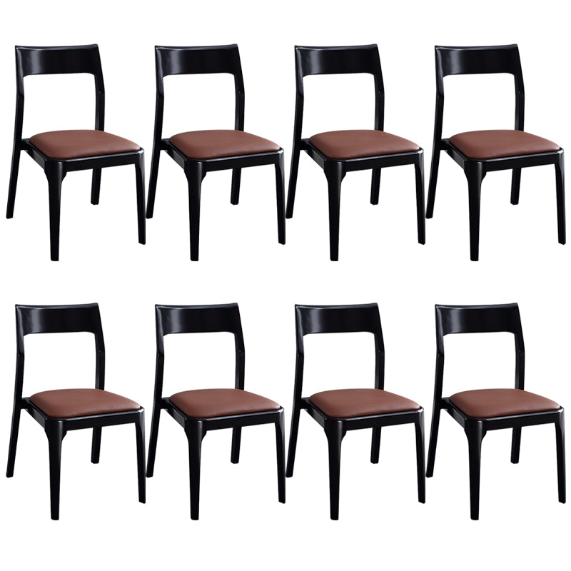 Modern Upholstered Armless Chair Home Solid Wood Dining Chair