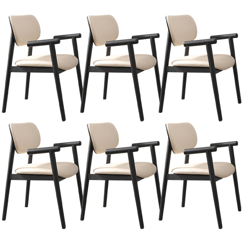 Modern Indoor Upholstered Arm Chair Home Solid Wood Dining Chair