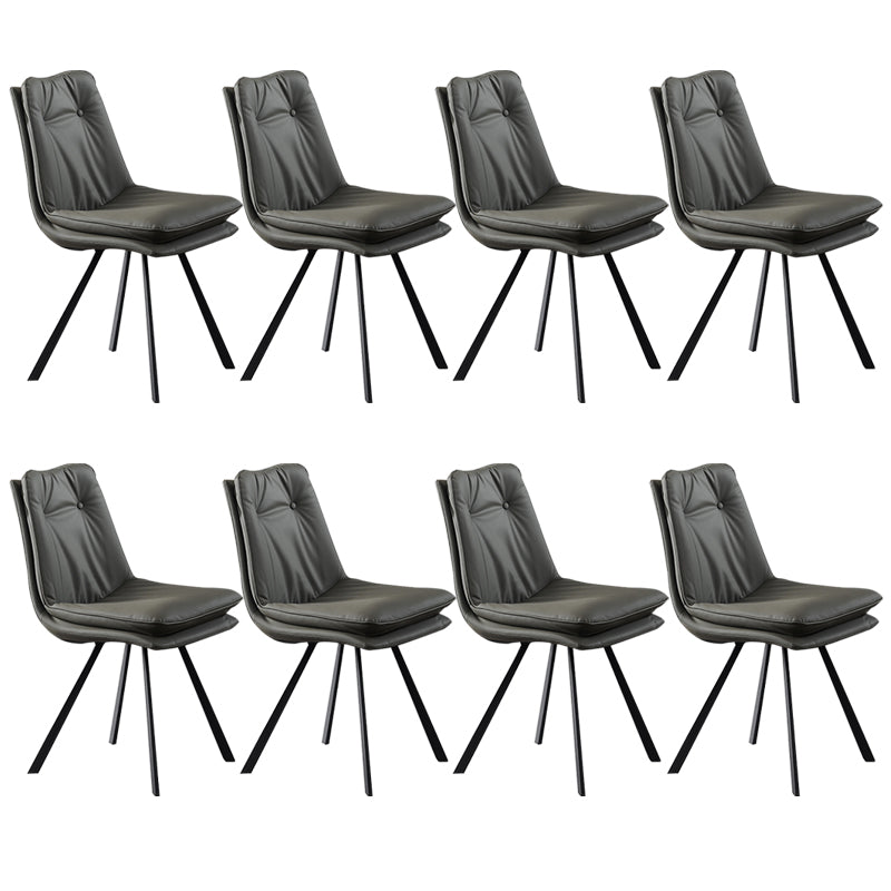 Home Faux Leather Side Chair Armless Dining Chairs in Black Legs