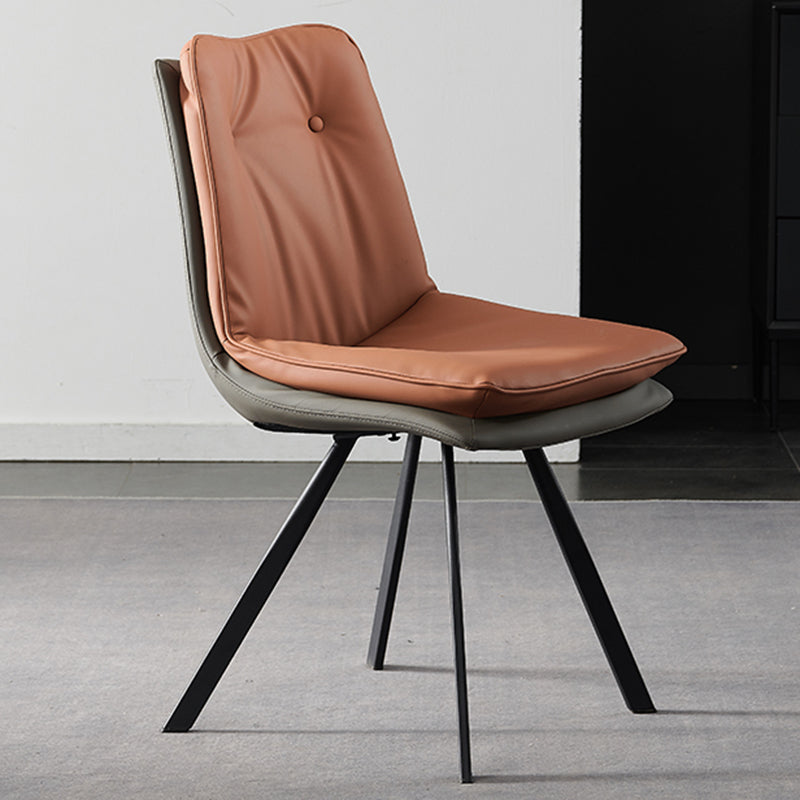 Home Faux Leather Side Chair Armless Dining Chairs in Black Legs