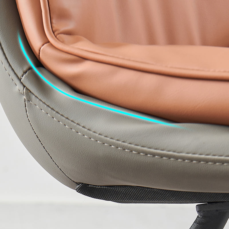 Home Faux Leather Side Chair Armless Dining Chairs in Black Legs