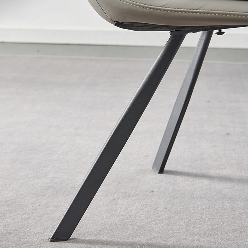 Home Faux Leather Side Chair Armless Dining Chairs in Black Legs