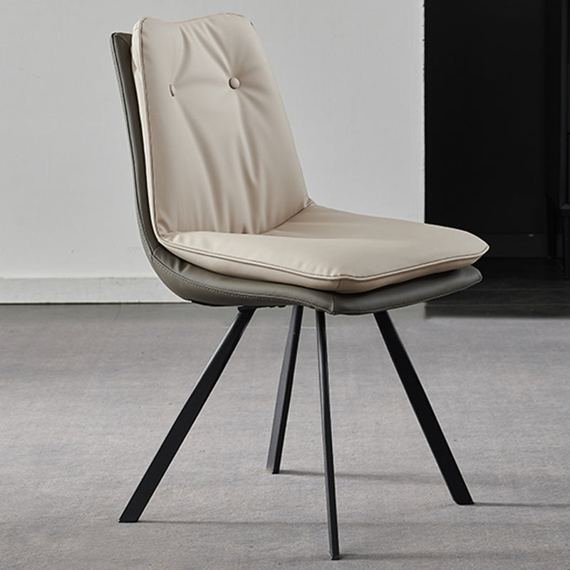 Home Faux Leather Side Chair Armless Dining Chairs in Black Legs