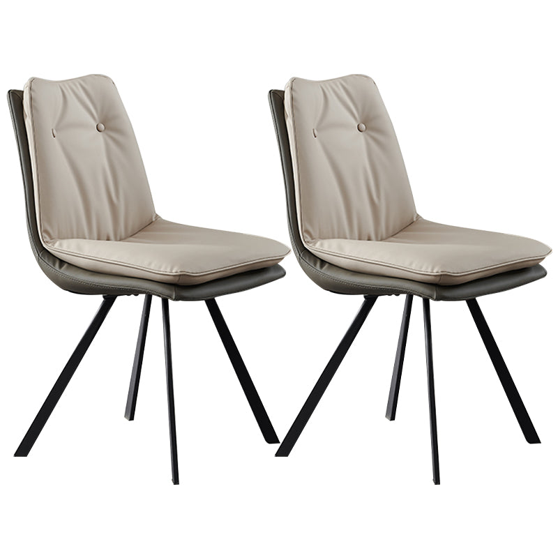 Home Faux Leather Side Chair Armless Dining Chairs in Black Legs