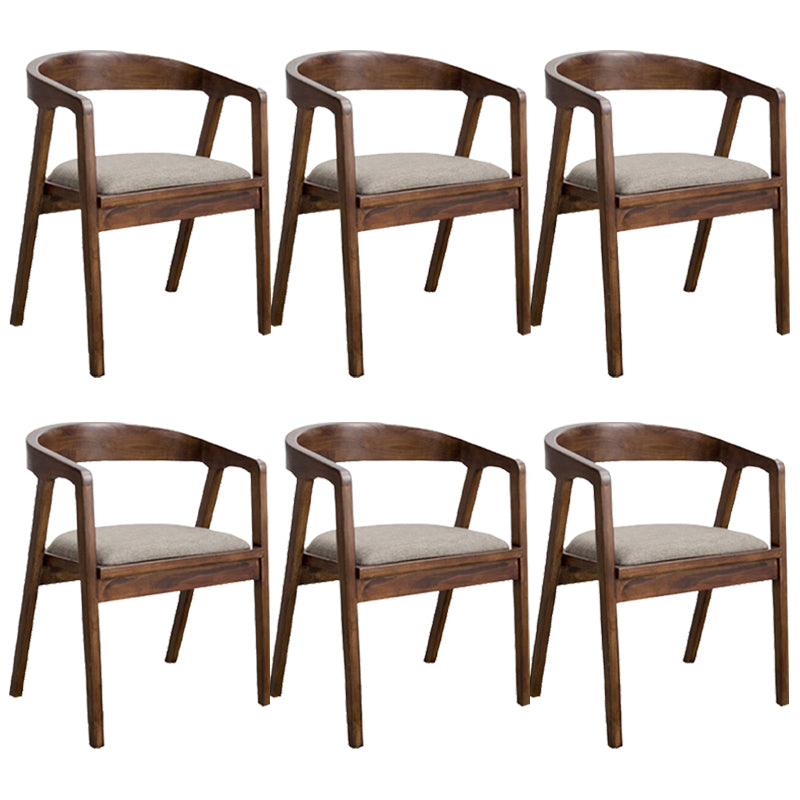 Contemporary Home Dining Chair Rubberwood Upholstered Arm Chair