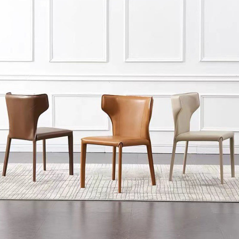 Faux Leather Dining Chair Modern Style Wingback Armless Chair