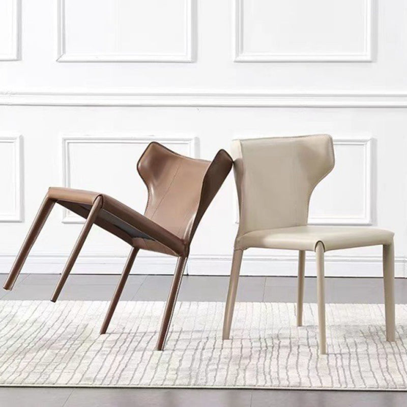 Faux Leather Dining Chair Modern Style Wingback Armless Chair