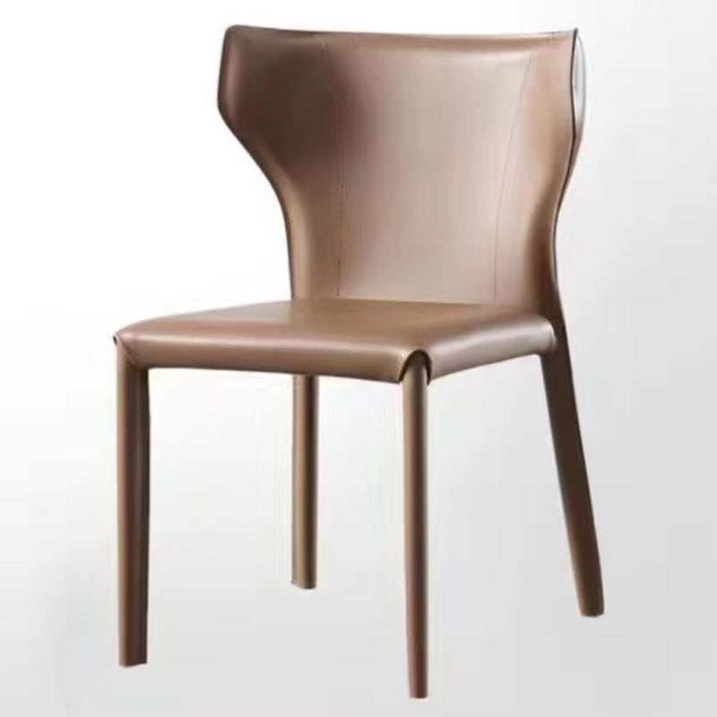 Faux Leather Dining Chair Modern Style Wingback Armless Chair