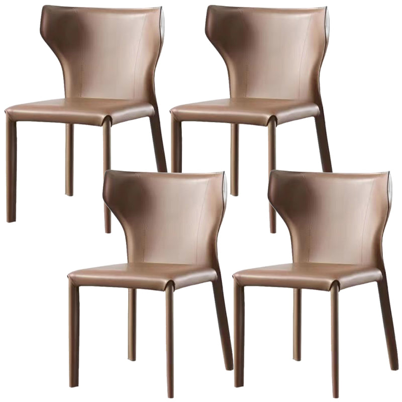 Faux Leather Dining Chair Modern Style Wingback Armless Chair