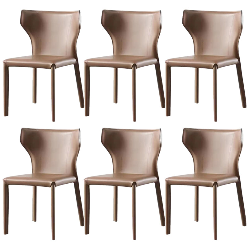 Faux Leather Dining Chair Modern Style Wingback Armless Chair
