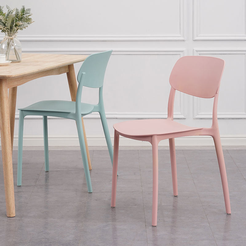 Plastic Dining Chair Modern Style Open Back Dining Armless Chair