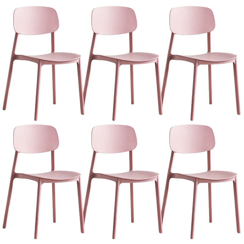 Plastic Dining Chair Modern Style Open Back Dining Armless Chair