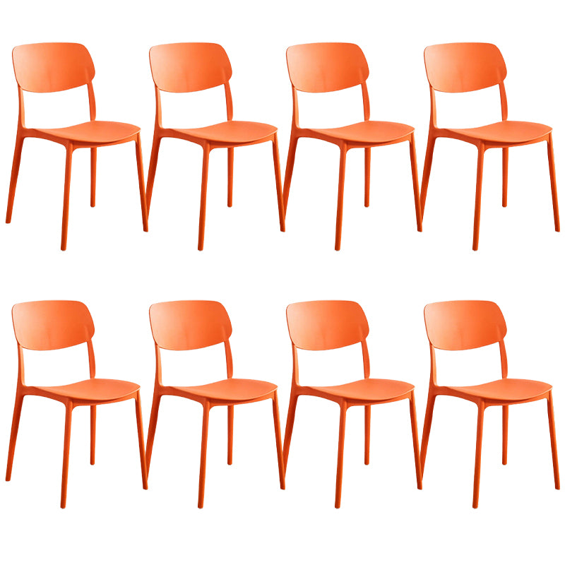 Plastic Dining Chair Modern Style Open Back Dining Armless Chair