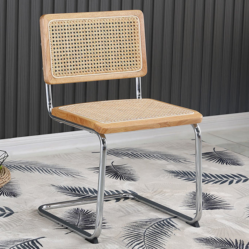 Metal Side Chair Modern Style Open Back Armless Chair with Silver Leg