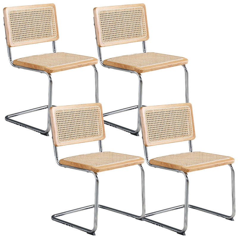 Metal Side Chair Modern Style Open Back Armless Chair with Silver Leg