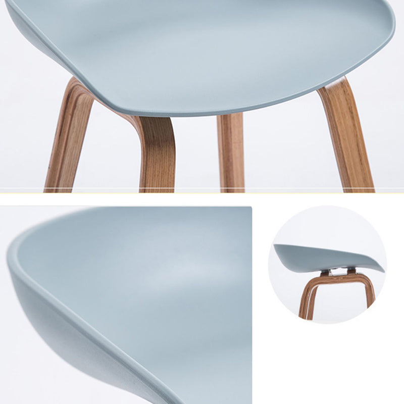 Plastic Bar Stool Low Back Dining Stool with Solid Wood Base