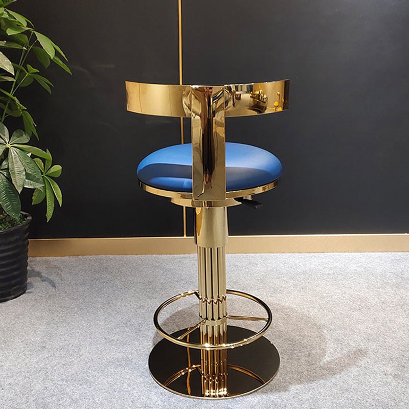 Glam Style Bar Stool Leather Backrest Bar Stools for Dining Room with Metal Base