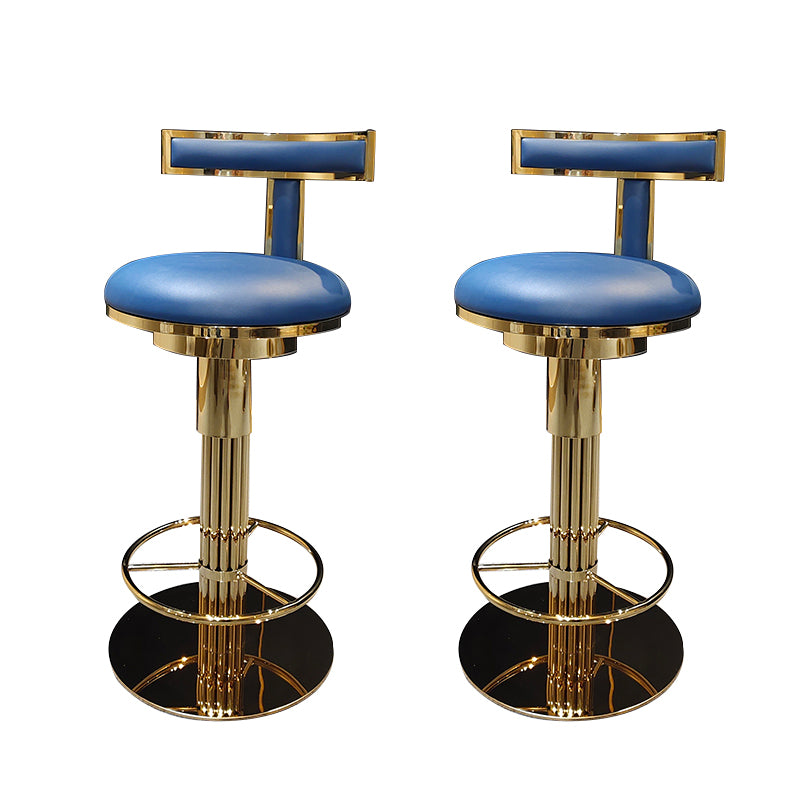 Glam Style Bar Stool Leather Backrest Bar Stools for Dining Room with Metal Base